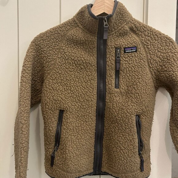 Patagonia tan fleece zip up jacket size small (7-8) - Picture 1 of 12